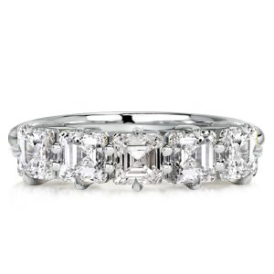 Classic band - Italo Asscher Cut Half Eternity Wedding Band In Sterling Silver, Italo jewelry - Online Catalog