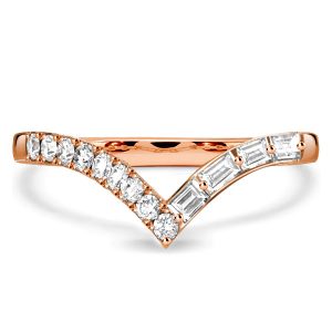 Classic band - Italo Round & Baguette V Ring Chevron Wedding Band Ring, Italo jewelry - Online Catalog