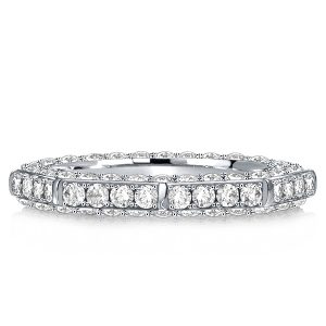 Eternity band - Italo Triple Row Pave Wedding Band Octagon Ring For Women, Apparel & Accessories, Italo jewelry - Online Catalog