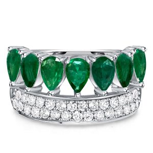 Anniversary band - Italo Multi Row Pear Cut Emerald Sapphire Wedding Band, Wedding Bands - Apparel & Accessories, Italo jewelry - Online Catalog