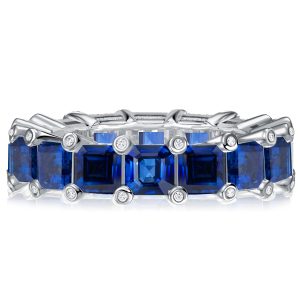 Eternity band - Italo Asscher Cut Blue Sapphire Eternity Wedding Band For Women, Apparel & Accessories, Italo jewelry - Online Catalog