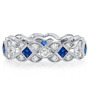 Eternity band - Italo Blue Sapphire Art Deco Design Wedding Band, Apparel & Accessories, Italo jewelry - Online Catalog