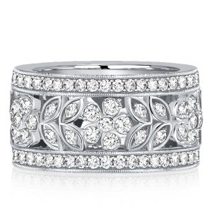 Eternity band - Italo White Sapphire Floral Eternity Band In Sterling Silver, Apparel & Accessories, Italo jewelry - Online Catalog