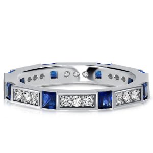 Eternity band - Italo Princess Cut Blue Sapphire Modern Wedding Band, Apparel & Accessories, Italo jewelry - Online Catalog