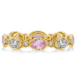 Eternity band - Italo Milgrain Pink Ring Oval Cut Eternity Wedding Band, Apparel & Accessories, Italo jewelry - Online Catalog