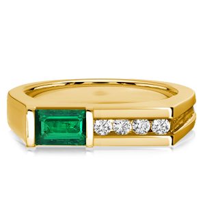 anniversary band - Italo Golden Bar Setting Emerald Green Wedding Band Vintage, Italo jewelry - Online Catalog