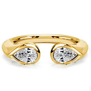 anniversary band - Italo Droplet Pear Cut Open Ring Open Wedding Band, Italo jewelry - Online Catalog