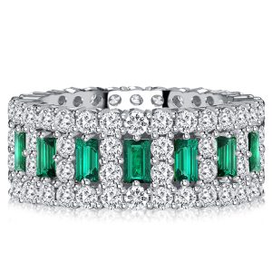 Eternity band - Italo Baguette Cut Emerald Green Wedding Band For Women, Apparel & Accessories, Italo jewelry - Online Catalog