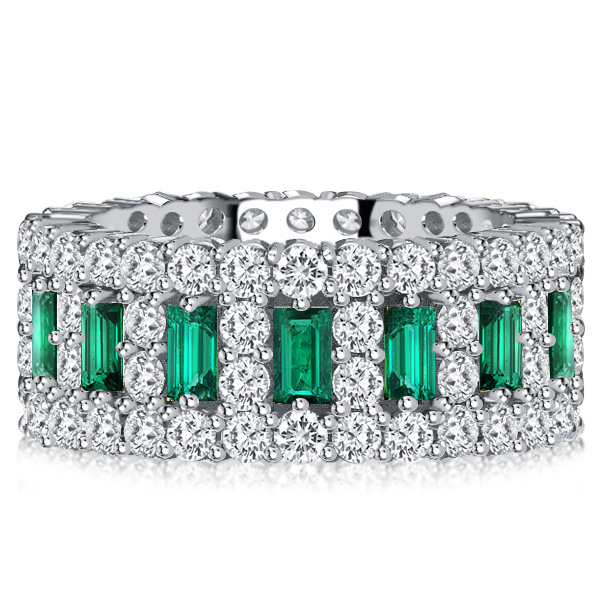 Eternity band - Italo Baguette Cut Emerald Green Wedding Band For Women, Apparel & Accessories, Italo jewelry - Online Catalog