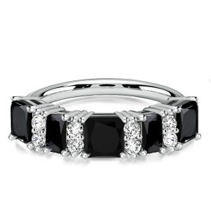 anniversary band - Italo Princess Cut Black Wedding Band Stacking Ring For Women, Italo jewelry - Online Catalog