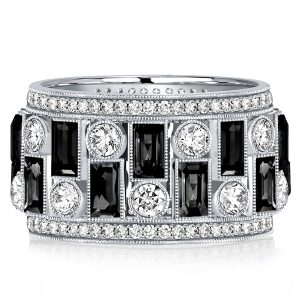 Eternity band - Italo Milgrain Black Wedding Band Vintage Eternity Band, Apparel & Accessories, Italo jewelry - Online Catalog
