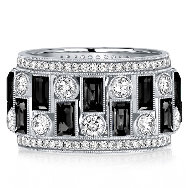 eternity band - Italo Milgrain Black Wedding Band Vintage Eternity Band, Italo jewelry - Online Catalog