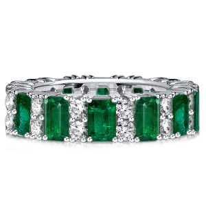 Eternity band - Italo Emerald Green Wedding Band Station Band Ring, Apparel & Accessories, Italo jewelry - Online Catalog