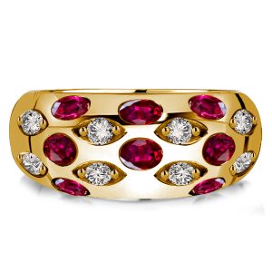 anniversary band - Italo Oval Cut Ruby Band Golden Vintage Dome Ring, Italo jewelry - Online Catalog