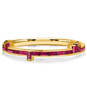 Anniversary band - Italo Golden Ruby Ring Baguette Cut Wedding Band For Women, Italo jewelry - Online Catalog
