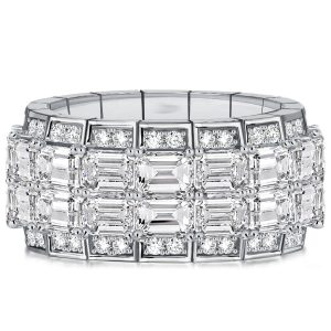 Eternity band - Italo Multi Row East West Emerald Cut Eternity Band For Women, Apparel & Accessories, Italo jewelry - Online Catalog