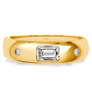 classic band - Italo Flush Setting Emerald Cut Band Ring In Sterling Silver, Italo jewelry - Online Catalog