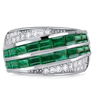 anniversary band - Italo Emerald Green Wedding Band Channel Set Ring, Italo jewelry - Online Catalog