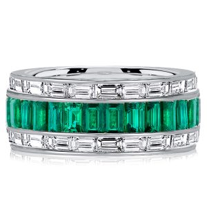 Eternity band - Italo Channel Set Emerald Green Wedding Band Anniversary Ring, Apparel & Accessories, Italo jewelry - Online Catalog