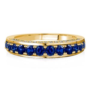 anniversary band - Italo Golden Arc Ring Blue Sapphire Half Eternity Band, Italo jewelry - Online Catalog