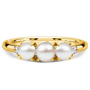 anniversary band - Italo Golden Pearl Ring Round Cut Anniversary Band For Women, Italo jewelry - Online Catalog