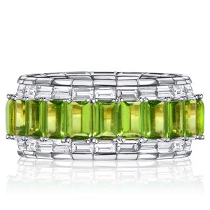 Eternity band - Italo Baguette Cut Peridot Eternity Band In Sterling Silver, Apparel & Accessories, Italo jewelry - Online Catalog