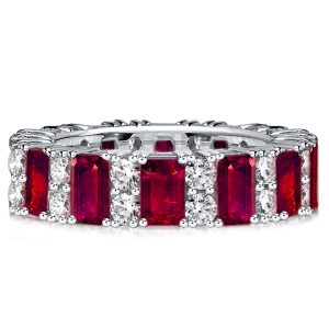 classic band - Italo Ruby Ring Emerald Cut Wedding Band Station Band Ring, Italo jewelry - Online Catalog