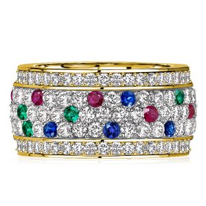 Eternity band - Italo Ruby Emerald Band Ring Eternity Anniversary Band Vintage, Apparel & Accessories, Italo jewelry - Online Catalog