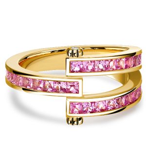 anniversary band - Italo Princess Cut Pink Stone Ring Half Eternity Wedding Band, Italo jewelry - Online Catalog