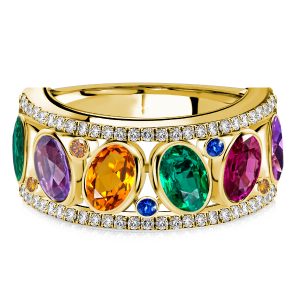 anniversary band - Italo Oval Cut Multi Color Wedding Band Multi Sapphire Ring, Italo jewelry - Online Catalog