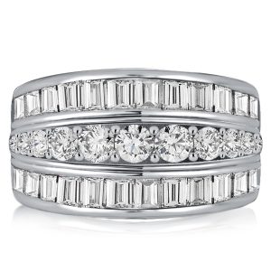 anniversary band - Italo Triple Row White Sapphire Wedding Band Anniversary Band, Italo jewelry - Online Catalog