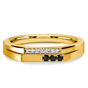 classic band - Italo Golden Black & White Sapphire Wedding Band Stackable Ring, Italo jewelry - Online Catalog