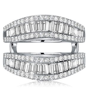 anniversary band - Italo Baguette Cut Ring Guard Enhancer Wedding Band Sterling Silver Rings, Italo jewelry - Online Catalog