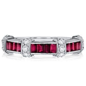 anniversary band - Italo Unique Ruby Ring Baguette Cut Vintage Wedding Band, Italo jewelry - Online Catalog
