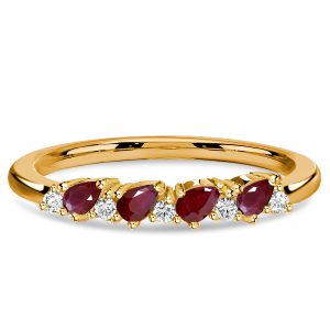 anniversary band - Italo Ruby Pear Cut Half Eternity Wedding Band For Women, Italo jewelry - Online Catalog