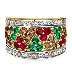 anniversary band - Italo Multi Color Half Eternity Band Anniversary Rings, Italo jewelry - Online Catalog