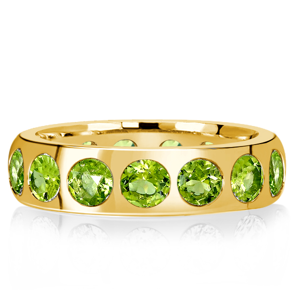 Eternity band - Italo Flush Setting Peridot Wedding Band Anniversary Rings, Apparel & Accessories, Italo jewelry - Online Catalog