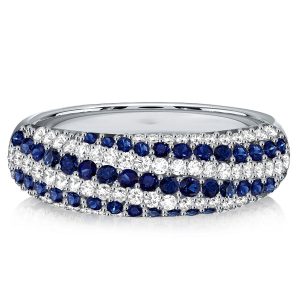 anniversary band - Italo White & Blue Sapphire Swirl Wedding Band Anniversary Rings, Italo jewelry - Online Catalog