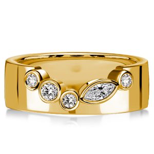 classic band - Italo Bezel-set Marquise & Round Cut Half Eternity Wedding Band, Italo jewelry - Online Catalog