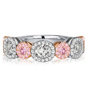 Anniversary band - Italo Oval & Round Cut Pink Stone Ring Half Eternity Band, Italo jewelry - Online Catalog
