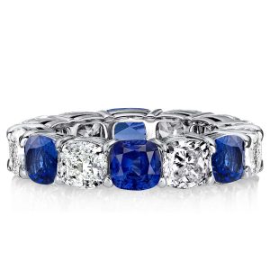 Eternity band - Italo White & Blue Sapphire Cushion Cut Eternity Band, Apparel & Accessories, Italo jewelry - Online Catalog