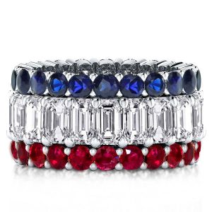 Eternity band - Italo Blue Sapphire Emerald Cut Eternity Band Ruby Ring, Apparel & Accessories, Italo jewelry - Online Catalog