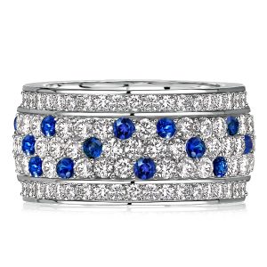 Eternity band - Italo Pave Setting Blue & White Sapphire Eternity Band, Apparel & Accessories, Italo jewelry - Online Catalog