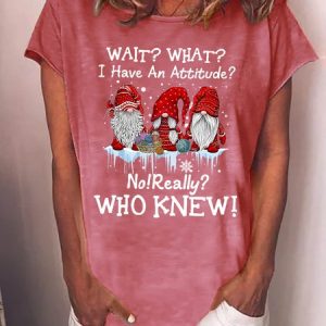 Women I Have An Attitude? No Women Loose Christmas Loose Casual T-Shirt, T-shirts, Lilicloth.com