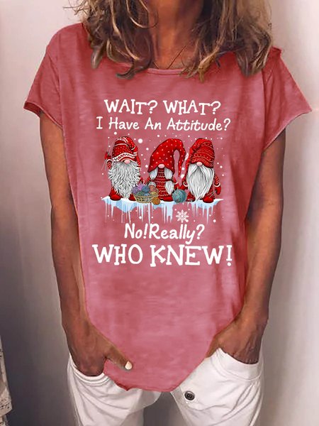Women I Have An Attitude? No Women Loose Christmas Loose Casual T-Shirt, T-shirts, Lilicloth.com