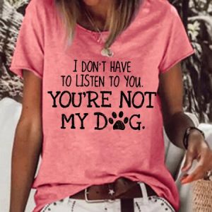 Funny Dog Letter Crew Neck Cotton Blends Short Sleeve T-Shirt, T-shirts, Lilicloth.com
