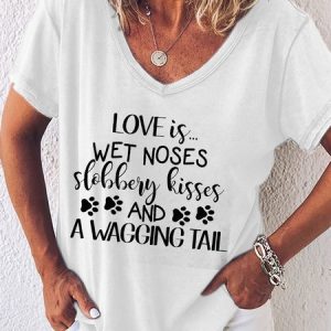 Love Is Wet Nose Funny Short Sleeve T-shirt, T-shirts, Lilicloth.com