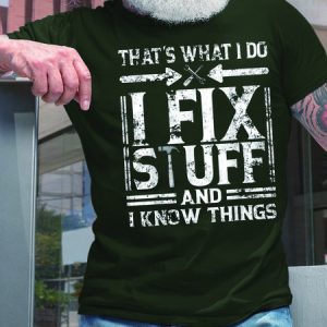 Men I Fix Stuff I Know Things Letters Casual Fit Crew Neck T-Shirt, T-shirts, Lilicloth.com