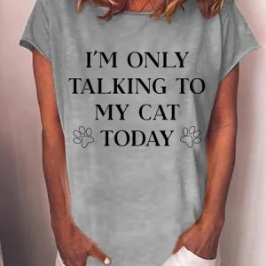Lilicloth X Hynek Rajtr I'm Only Talking To My Cat Today Womens T-Shirt, T-shirts, Lilicloth.com