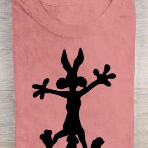 Casual Loose Crew Neck Rabbit T-Shirt, T-shirts, Lilicloth.com